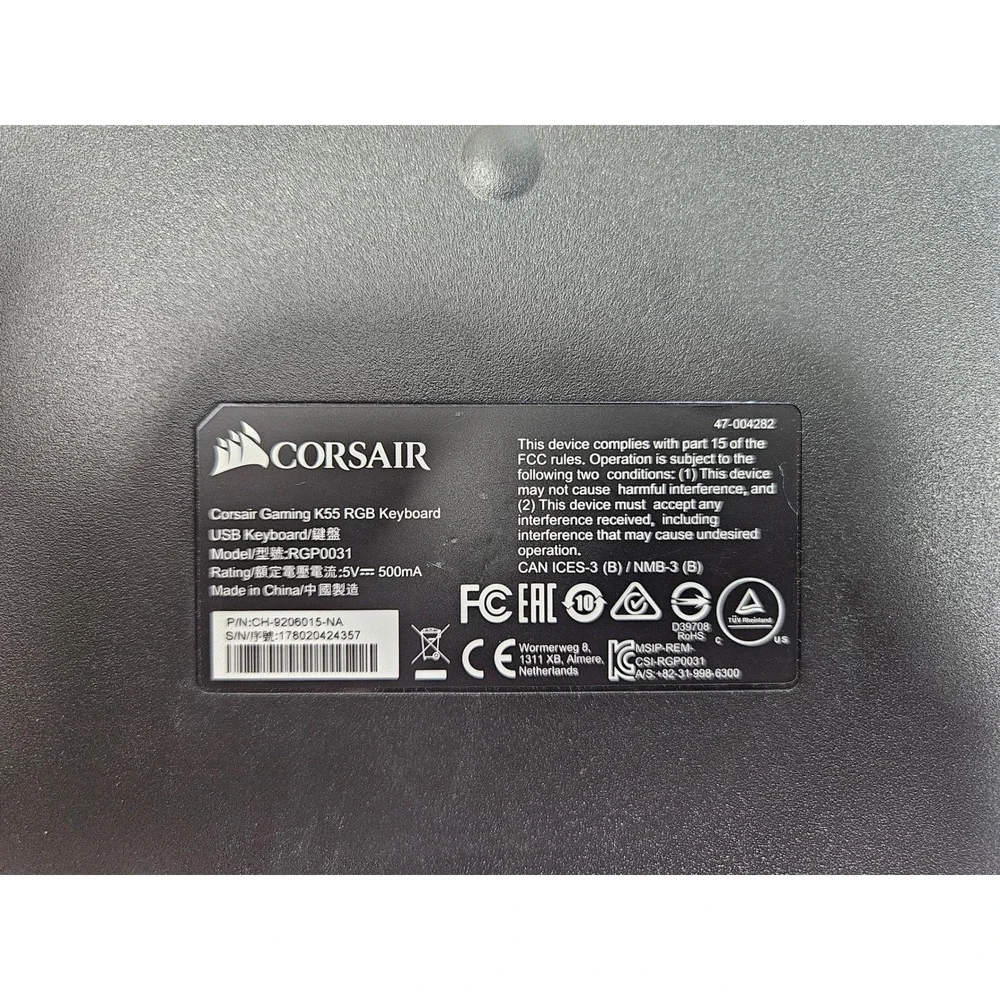 CORSAIR Gaming K55 RGB Wired Keyboard Black Backlit Rainbow Color-Changing